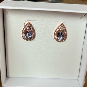 Bomb Party RETRO RBP2911 Amethyst on Rose Gold Teardrop Earrings